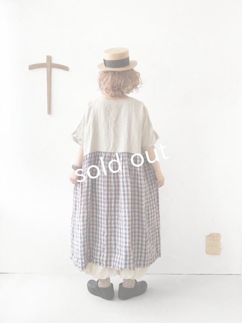 画像9: MARCHE' DE SOEUR／ポケットワンピース・生成り×チェック (9)