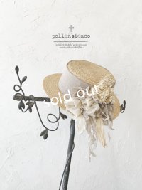 pollenbienco／プリザーブドフラワーの帽子・ナチュラル