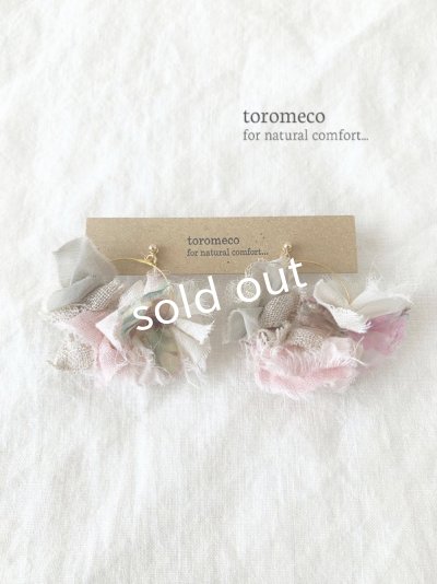 画像3: toromeco／裂き布フープイヤリングpetals