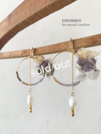 toromeco／裂き布フープイヤリングpendulum・purple