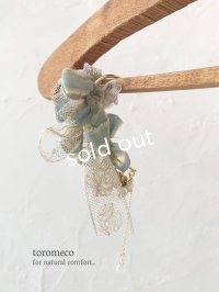 toromeco／コットンシルクのイヤーフック・antique blue