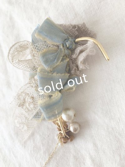 画像6: toromeco/コットンシルクのイヤーフック・antique blue