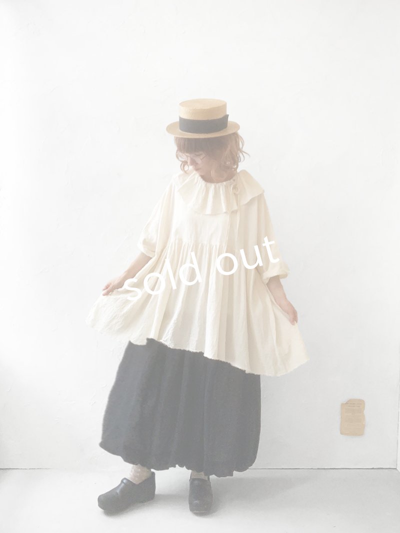 画像9: MARCHE' DE SOEUR／大きなラッフル襟プルオーバー・ハーフリネンアイボリー (9)
