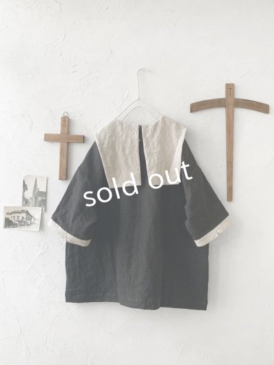 画像7: je suis comme je suis/ビブカラーブラウス・黒