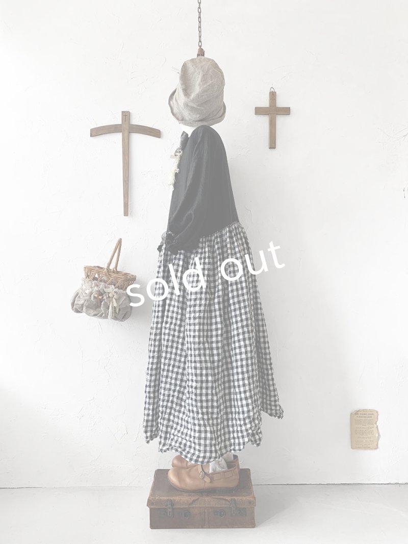 画像7: MARCHE' DE SOEUR／３点setギャザーワンピース・黒×ギンガム (7)