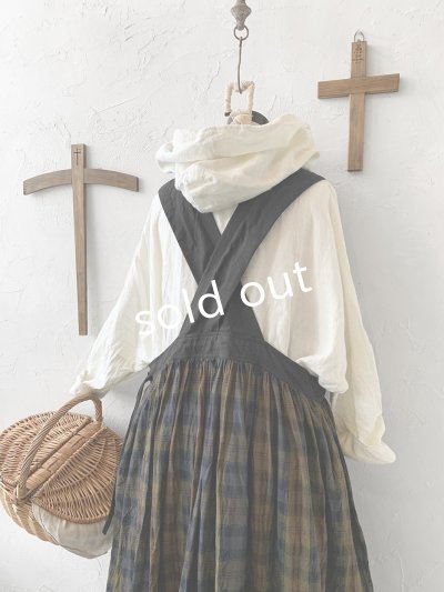 画像8: MARCHE' DE SOEUR／バッククロスワンピース・カーキチェック