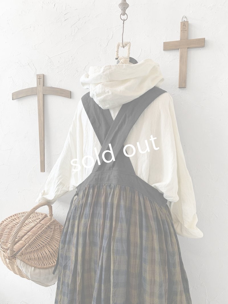 画像8: MARCHE' DE SOEUR／バッククロスワンピース・カーキチェック (8)