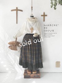 MARCHE' DE SOEUR／種蒔きポケットスカート・カーキチェック