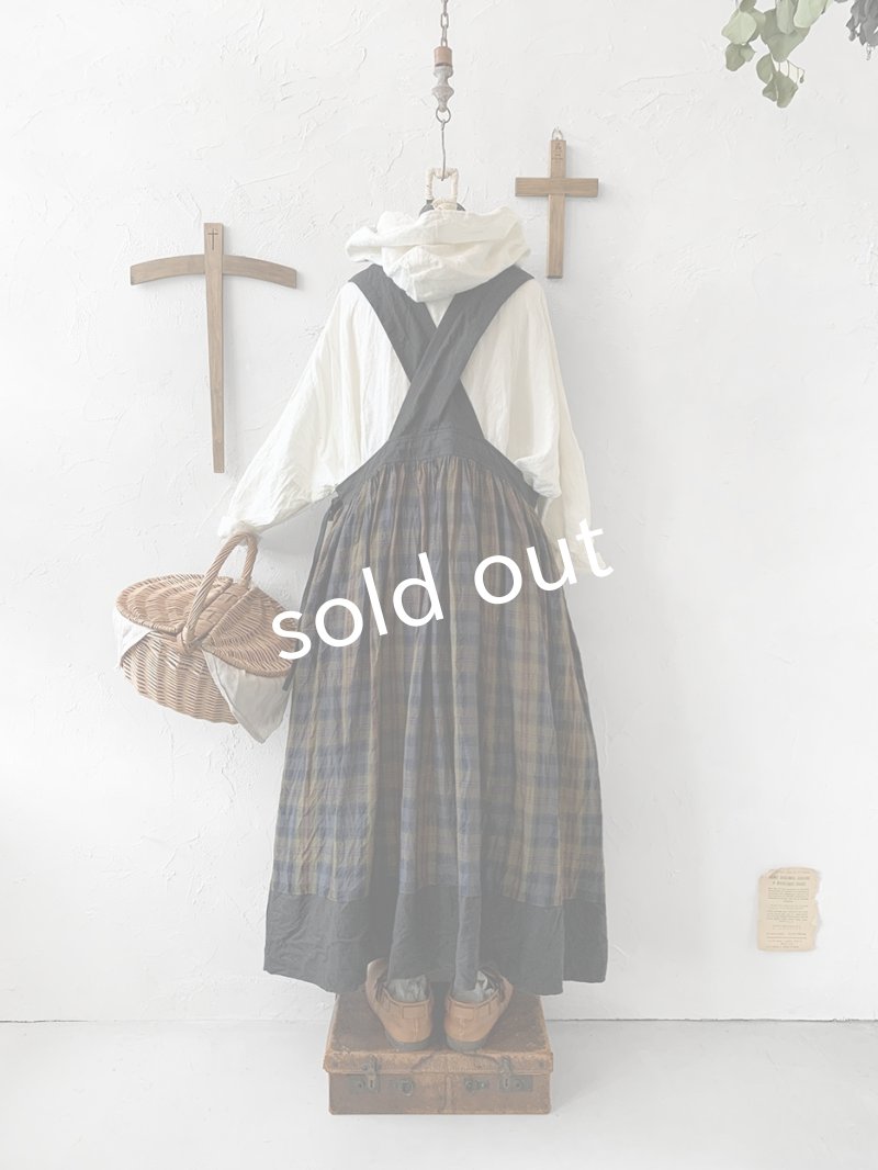 画像7: MARCHE' DE SOEUR／バッククロスワンピース・カーキチェック (7)