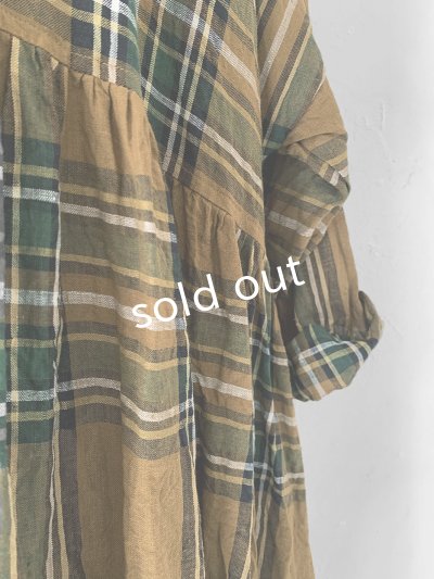 画像6: MARCHE' DE SOEUR／スキッパーギャザーワンピース・オータムチェック