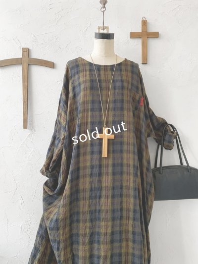 画像2: MARCHE' DE SOEUR／シンプルワンピース・カーキチェック