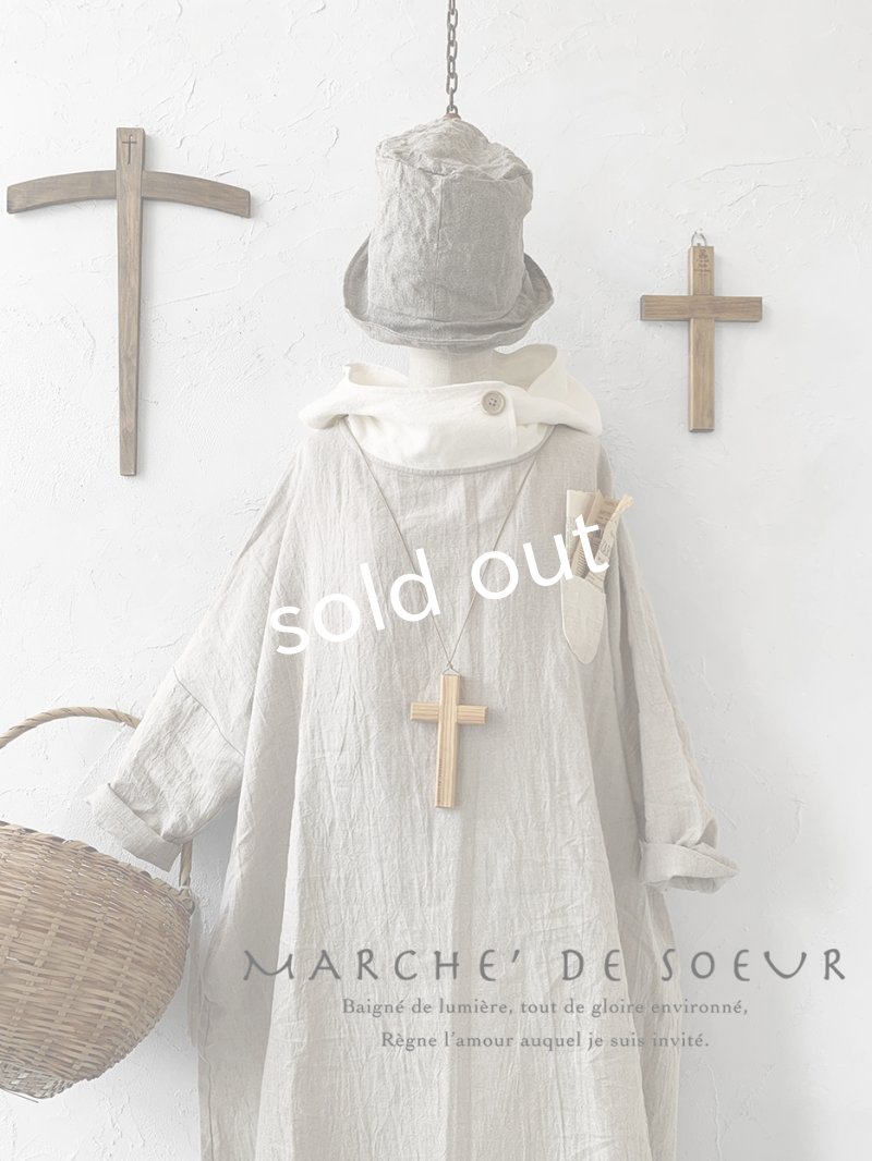 画像1: MARCHE' DE SOEUR／フードワンピース・生成り×オフ (1)