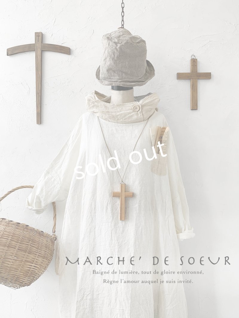 画像1: MARCHE' DE SOEUR／フードワンピース・オフ×ベージュ (1)
