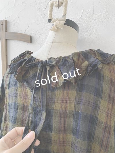 画像7: MARCHE' DE SOEUR／ラッフル襟の裾絞りプルオーバー・カーキチェック