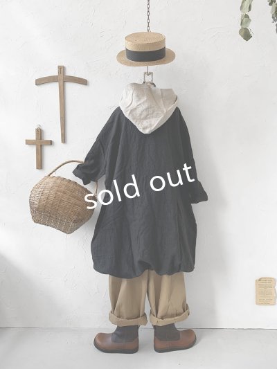 画像7: MARCHE' DE SOEUR／フードバルーンチュニック・黒×生成り