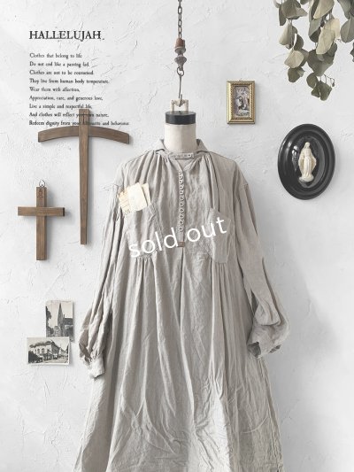 画像2: HALLELUJAH／1890's Bourgeron 羊飼いシャツワンピース・flax
