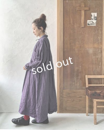 画像15: HALLELUJAH／1890's Bourgeron 羊飼いシャツワンピース・purple