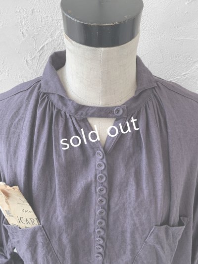 画像3: HALLELUJAH／1890's Bourgeron 羊飼いシャツワンピース・purple