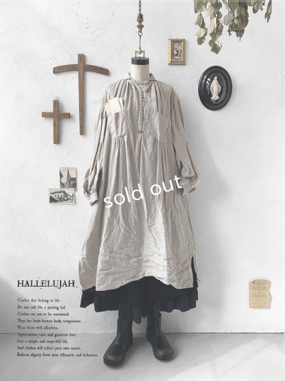 画像1: HALLELUJAH／1890's Bourgeron 羊飼いシャツワンピース・flax