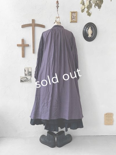 画像11: HALLELUJAH／1890's Bourgeron 羊飼いシャツワンピース・purple