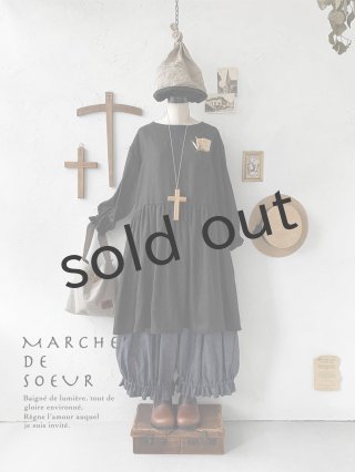 MARCHE' DE SOEUR／ギャザーチュニック・黒 - MARCHE' DE SOEUR