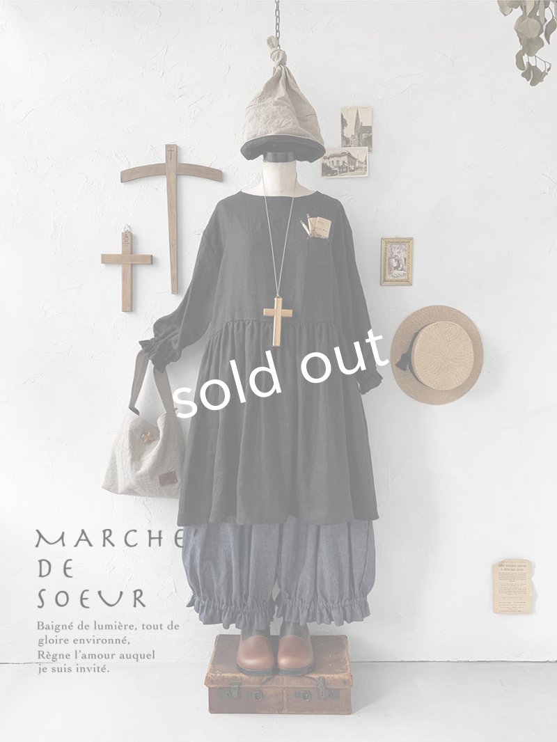 画像1: MARCHE' DE SOEUR／ギャザーチュニック・黒 (1)