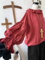 画像6: MARCHE' DE SOEUR／ラッフル襟の裾絞りプルオーバー・ファナージュダークレッド (6)