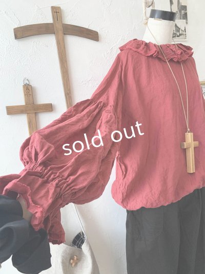 画像6: MARCHE' DE SOEUR/ラッフル襟の裾絞りプルオーバー・ファナージュダークレッド