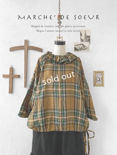 画像1: MARCHE' DE SOEUR／ラッフル襟の裾絞りプルオーバー・オータムチェック