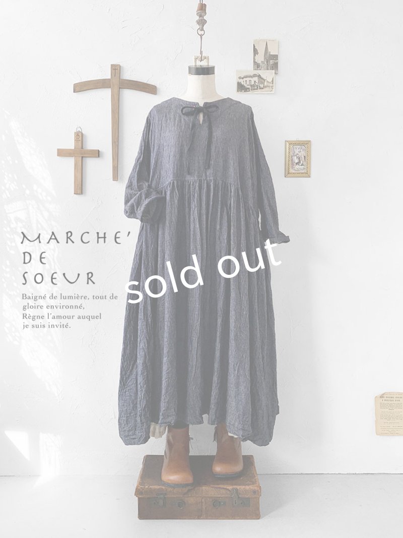 画像1: MARCHE' DE SOEUR／２wayギャザーワンピース・デニム (1)