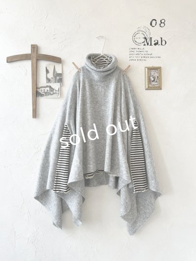 画像1: 【30%OFF】08mab/もちもちタートルニットポンチョ・グレー