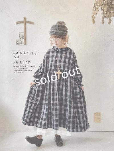 画像7: MARCHE' DE SOEUR／ラッフル襟のワンピース・ネイビーチェック
