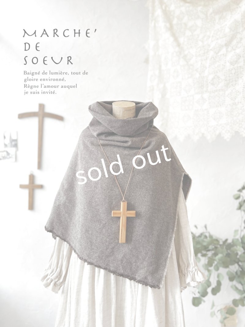 画像1: MARCHE' DE SOEUR／ウールツイードポンチョ・杢ブラウン (1)
