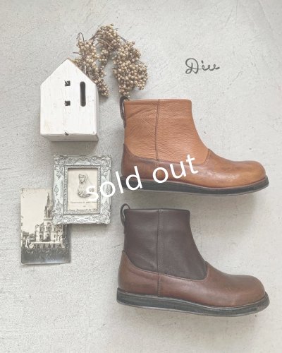 画像5: Diu／バイカラーショートブーツ・ダークブラウン