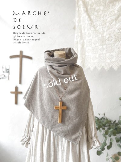 画像1: MARCHE' DE SOEUR／ウールツイードポンチョ・生成りベージュ