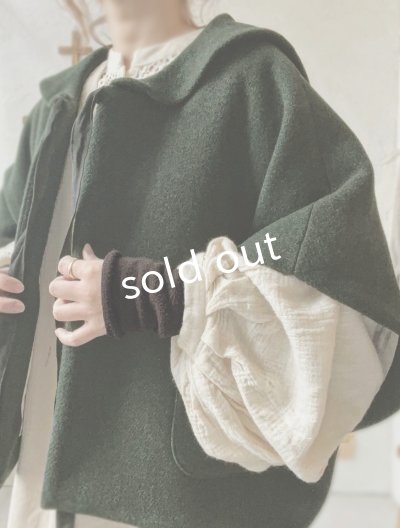 画像20: MARCHE' DE SOEUR／セーラ襟のタッセルちびコート・ボタニカルブラック