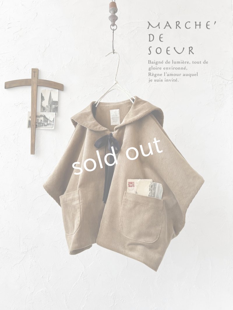画像1: MARCHE' DE SOEUR／セーラ襟のタッセルちびコート・シナモンコーデュロイ (1)