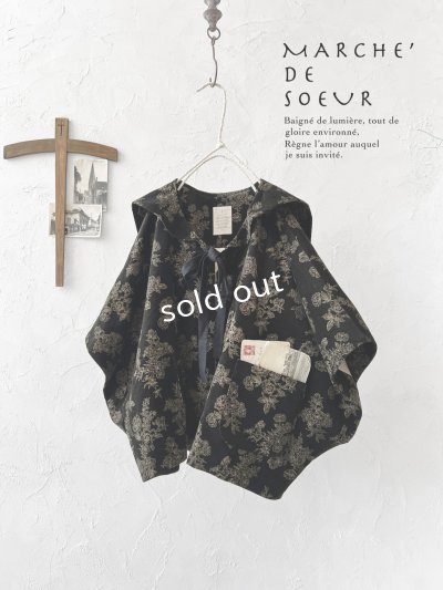 画像1: MARCHE' DE SOEUR／セーラ襟のタッセルちびコート・ボタニカルブラック
