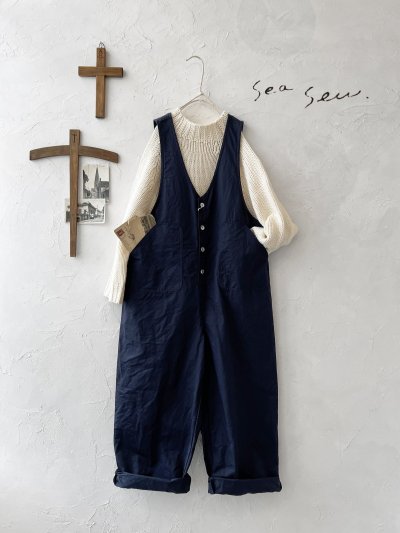 画像1: seasew.／111 オーバーオール・ダークネイビー