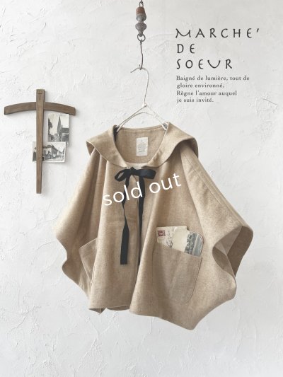 画像1: MARCHE' DE SOEUR／セーラ襟のタッセルちびコート・ベージュツイード