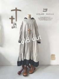 Avenue／フード付きギャザーワンピース・生成り