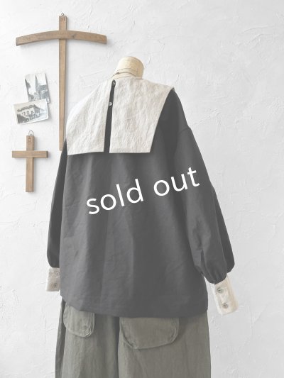 画像9: je suis comme je suis/ビブカラーブラウス・黒×生成り襟