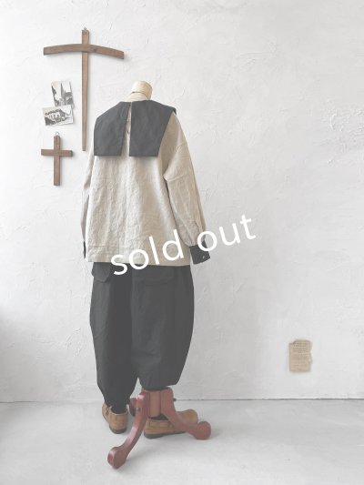 画像7: je suis comme je suis/ビブカラーブラウス・生成り×黒襟