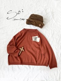 SO／胸ポケットニットプルオーバー・ダークオレンジ