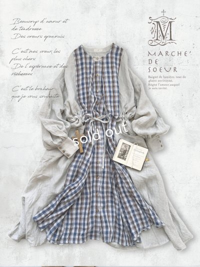 画像2: 【30%OFF】MARCHE' DE SOEUR／祈りのワンピース・ブルーチェック