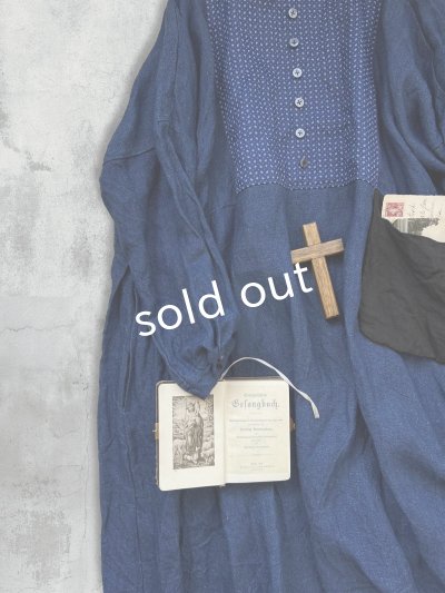 画像3: MARCHE' DE SOEUR/ターシャの種蒔ポケットワンピース・インディゴ×プチペイズリー