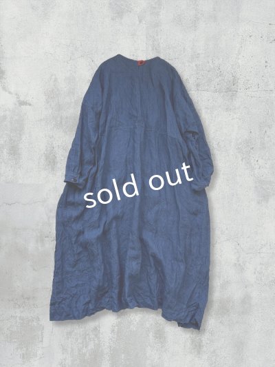 画像7: MARCHE' DE SOEUR/ターシャの種蒔ポケットワンピース・インディゴ×ハーブ
