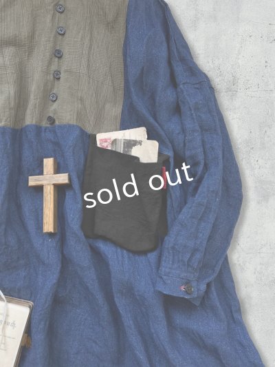 画像3: MARCHE' DE SOEUR/ターシャの種蒔ポケットワンピース・インディゴ×ハーブ