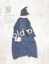 MARCHE' DE SOEUR/ターシャの種蒔ポケットワンピース・インディゴ×プチペイズリー