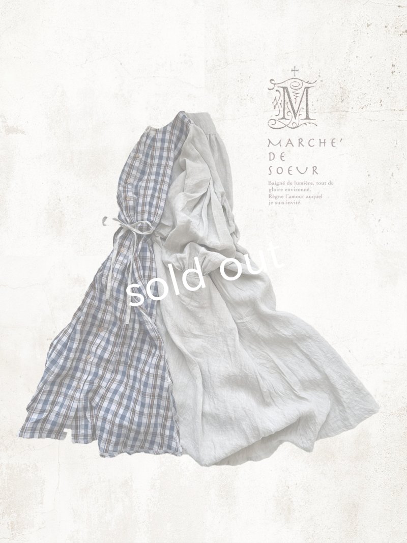 画像1: 【30%OFF】MARCHE' DE SOEUR／祈りのワンピース・ブルーチェック (1)